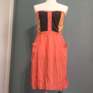 Color block strapless dress